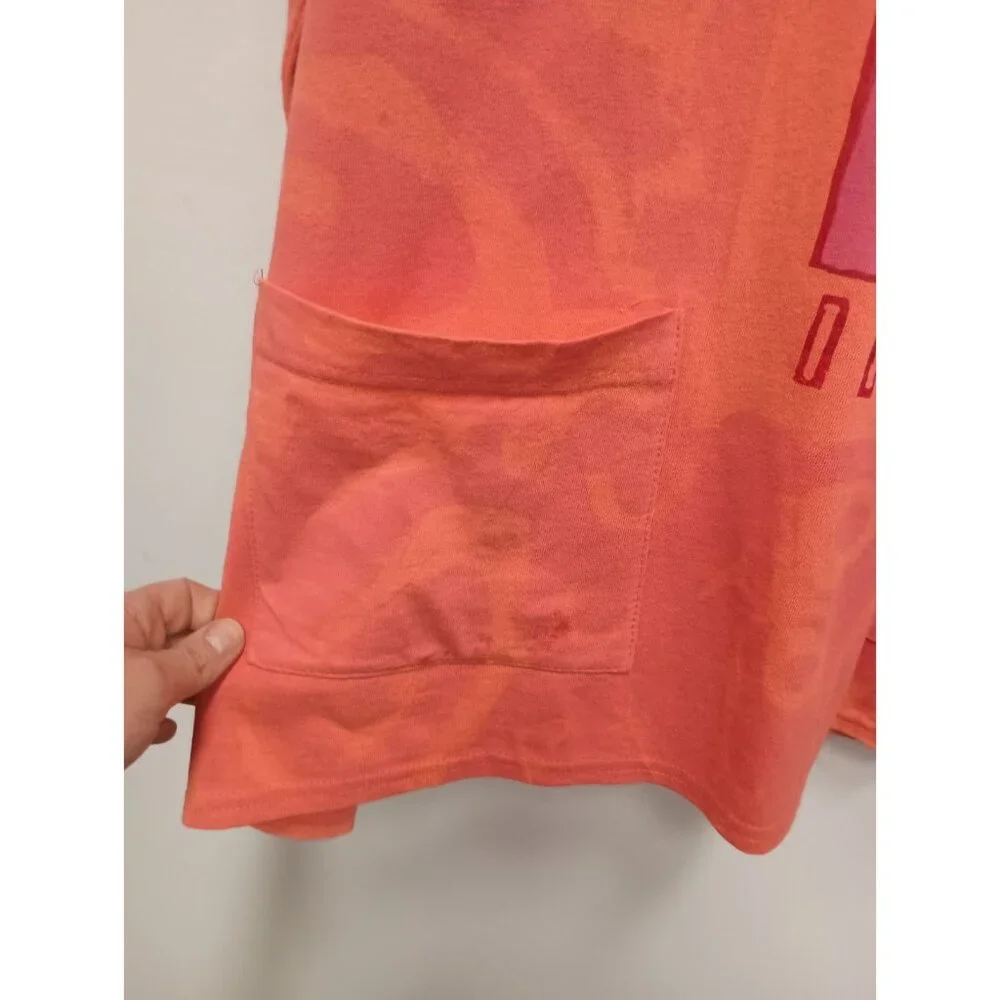 Creation By Tina Womens Wearable Art Tunic Top Small Orange Flamingo Long Sleeve